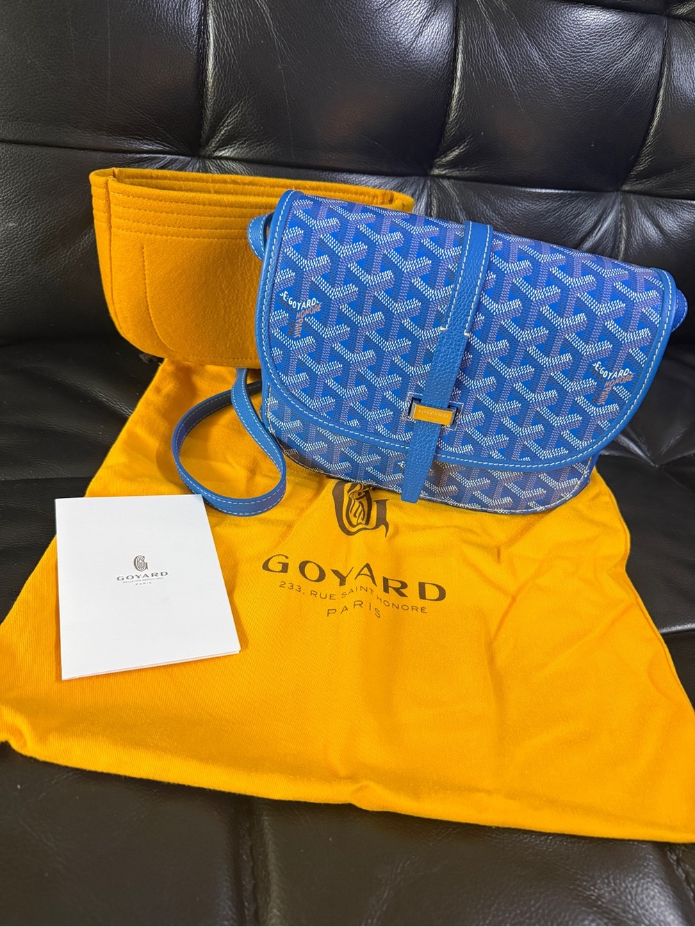 Goyard Blue Saint Louis Crossbody with Yellow Dust Bag